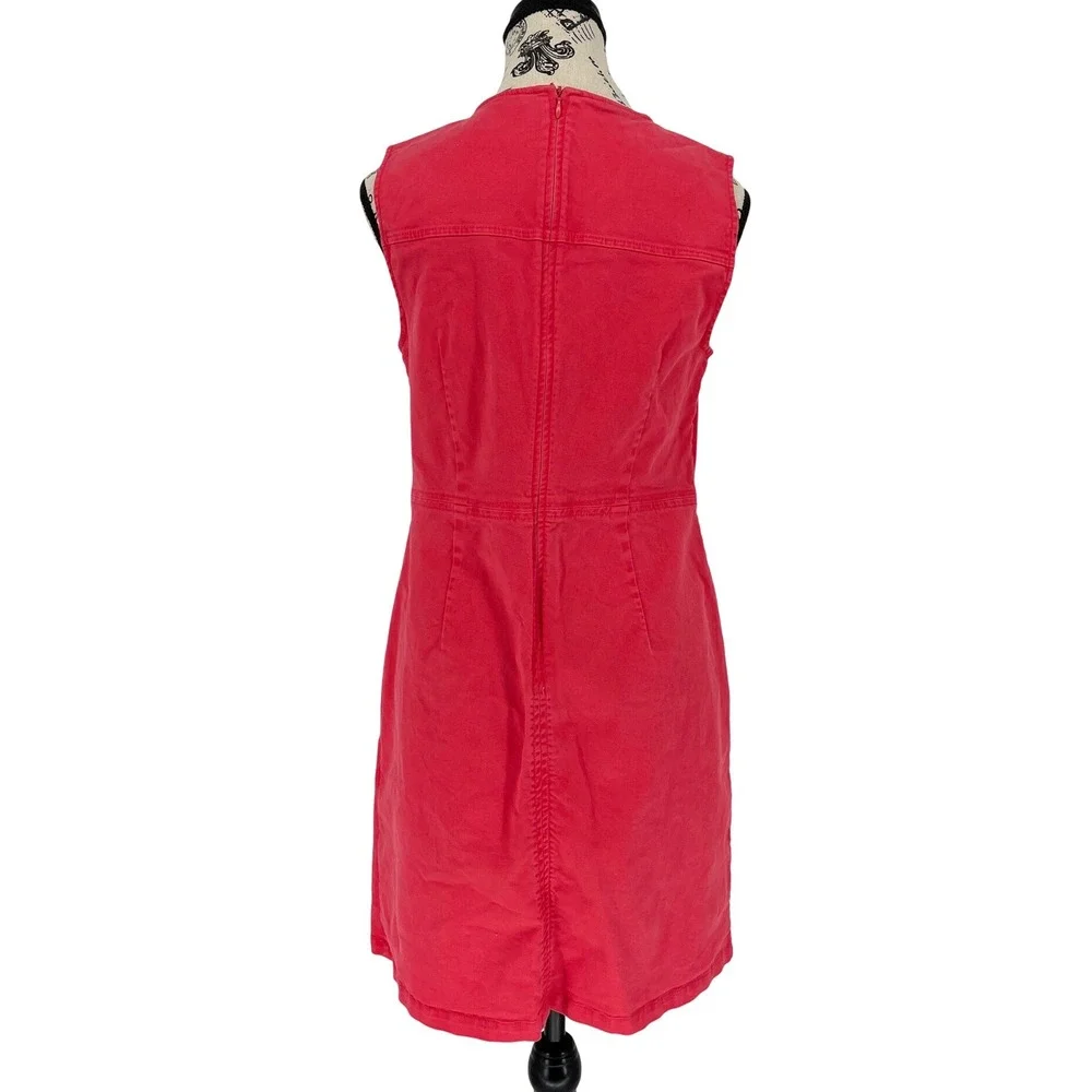 Boden Coral Pink Cotton Canvas Sleeveless Mini Dress Size 6P Pockets Chic Summer